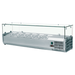 Βιτρίνα   150 cm   για  7 λεκανάκια GN 1/4