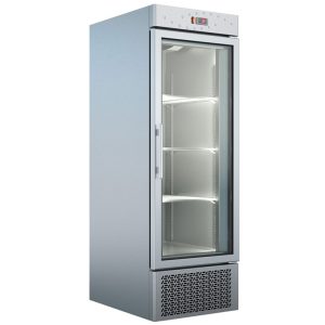 Ψυγείο θάλαμος βιτρίνα συντήρηση inox με 1 πόρτα γυάλινη & μηχανή στη βάση