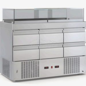 Βιτρίνα με επάλληλα κρύσταλλα & Αποθήκη ψαριών με 6 συρτάρια συντήρηση φυσικής ψύξης & μοτέρ κάτω 1350χ70χ1120εκ