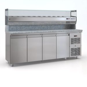 ψυγείο πίτσας με 4 πόρτες & σαλατων για 11 GN 225X75X140 εκ