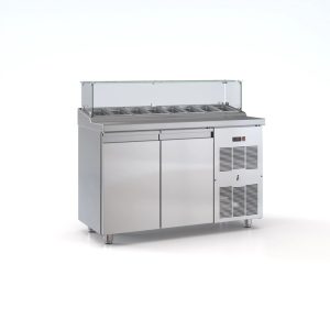 Ψυγείο saladette 2 πόρτες μηχανή δεξιά για 8 GN 1/4 130χ70χ126 εκ