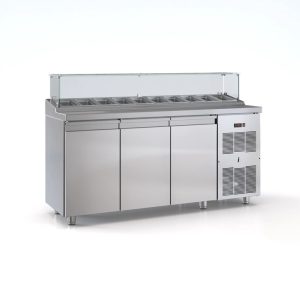 Ψυγείο saladette 3 πόρτες μηχανή δεξιά για 10 GN 1/4 175χ70χ126 εκ