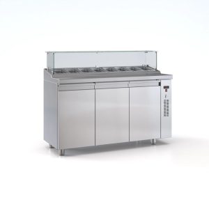 Ψυγείο saladette 3 πόρτες χωρίς μηχανή για 7 GN 1/4 150χ70χ126 εκ