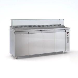Ψυγείο saladette 4 πόρτες χωρίς μηχανή για 10 GN 1/4 195χ70χ126 εκ