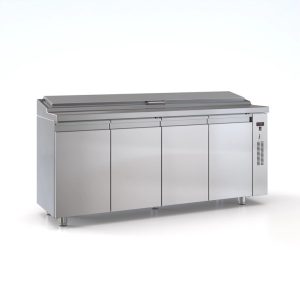 Ψυγείο saladette 4 πόρτες με καπάκι χωρίς μηχανή για 10 GN 1/4 195χ70χ126 εκ