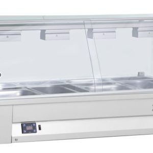 Μπαιν Μαρι Επιτραπέζιο Με Βιτρίνα,. Χωρ/τα: 2 GN 1/1. Διαστάσεις: 760x630x710mm.